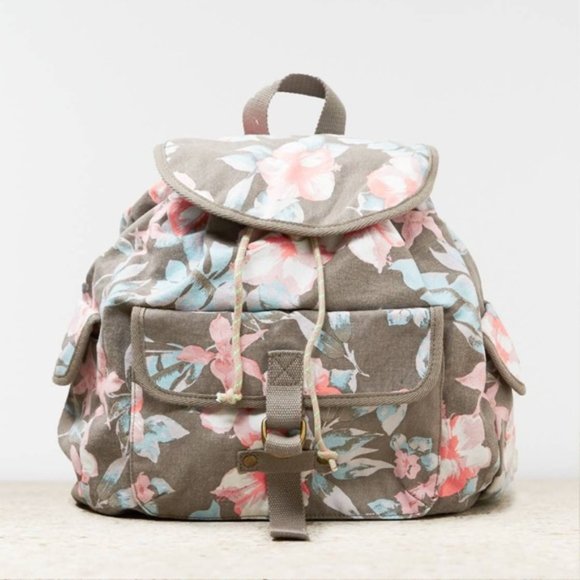 American Eagle Outfitters Handbags - American Eagle Floral Canvas Drawstring Backpack